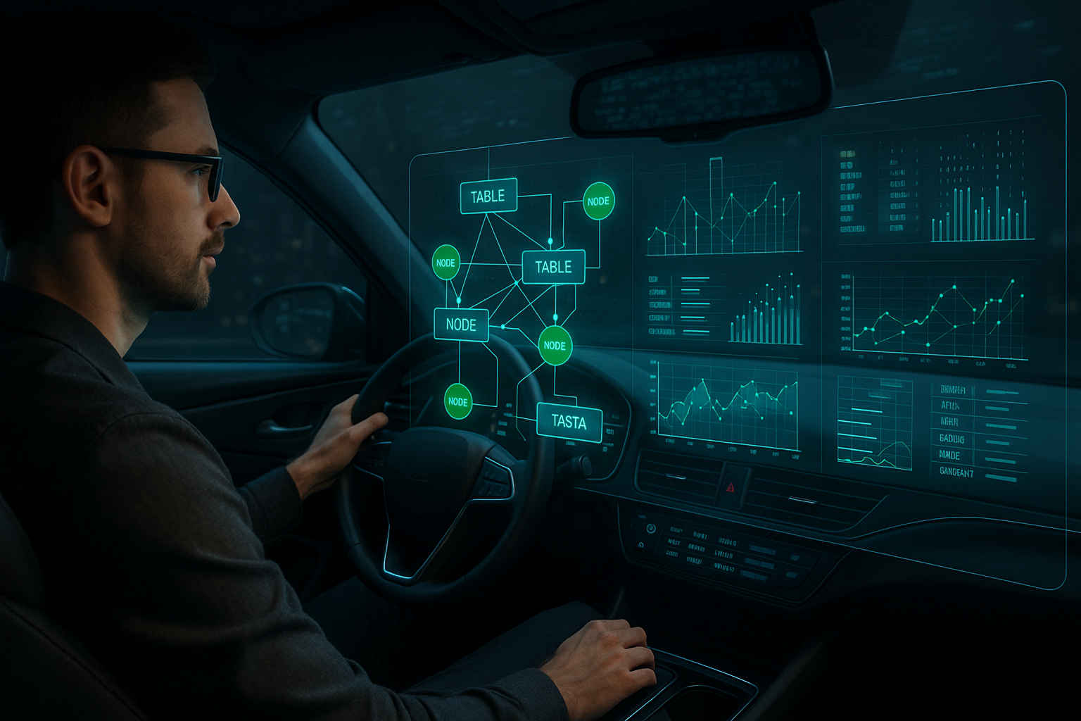 Illustrazione di un database con un'interfaccia di monitoraggio avanzata